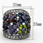 MALOA884 - Ruthenium Brass Ring with AAA Grade CZ  in Multi Color