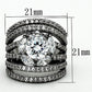 MALOA895 - Ruthenium Brass Ring with AAA Grade CZ  in Clear