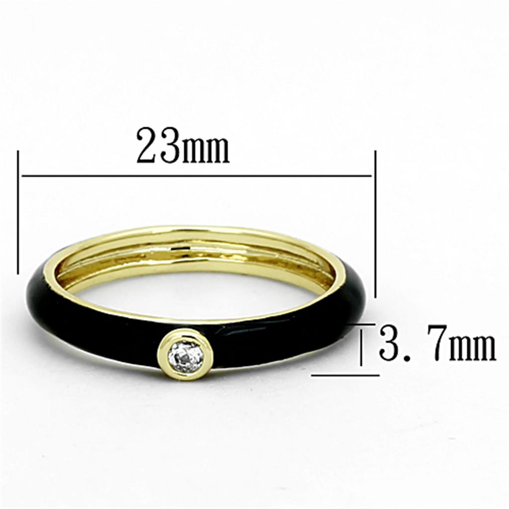 MALOA896 - Gold Brass Ring with AAA Grade CZ  in Clear