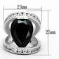 MALOA923 - Rhodium Brass Ring with AAA Grade CZ  in Black Diamond