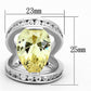 MALOA925 - Rhodium Brass Ring with AAA Grade CZ  in Citrine Yellow