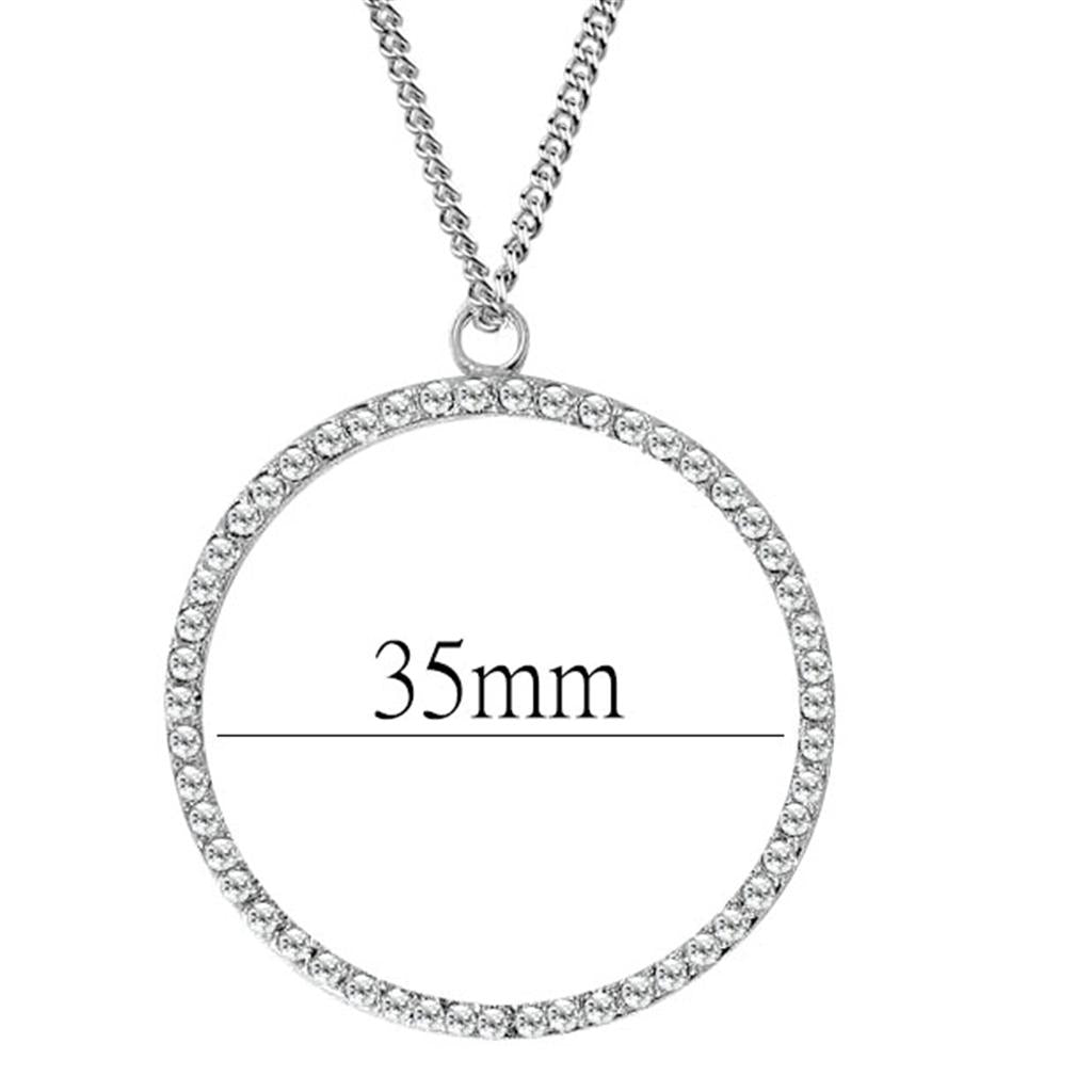 MALOAS1357 - Rhodium Brass Pendant with AAA Grade CZ  in Clear