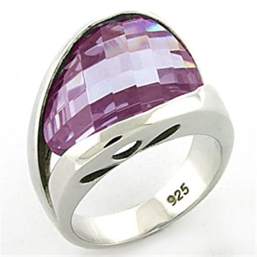 MALOAS774 - Rhodium 925 Sterling Silver Ring with AAA Grade CZ  in Light Amethyst