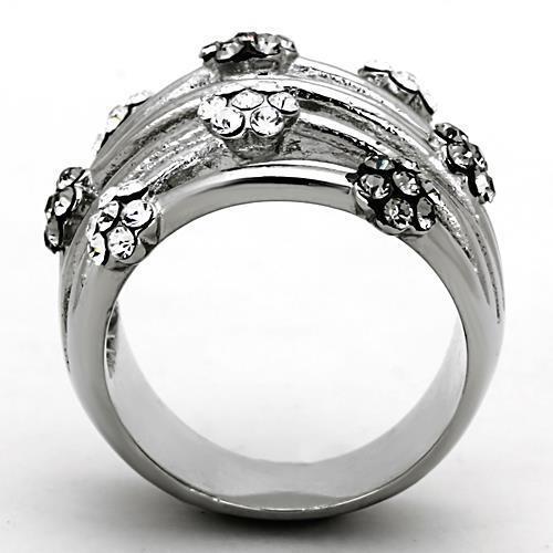 MALOATK1372 - High polished (no plating) Stainless Steel Ring with Epoxy  in Jet