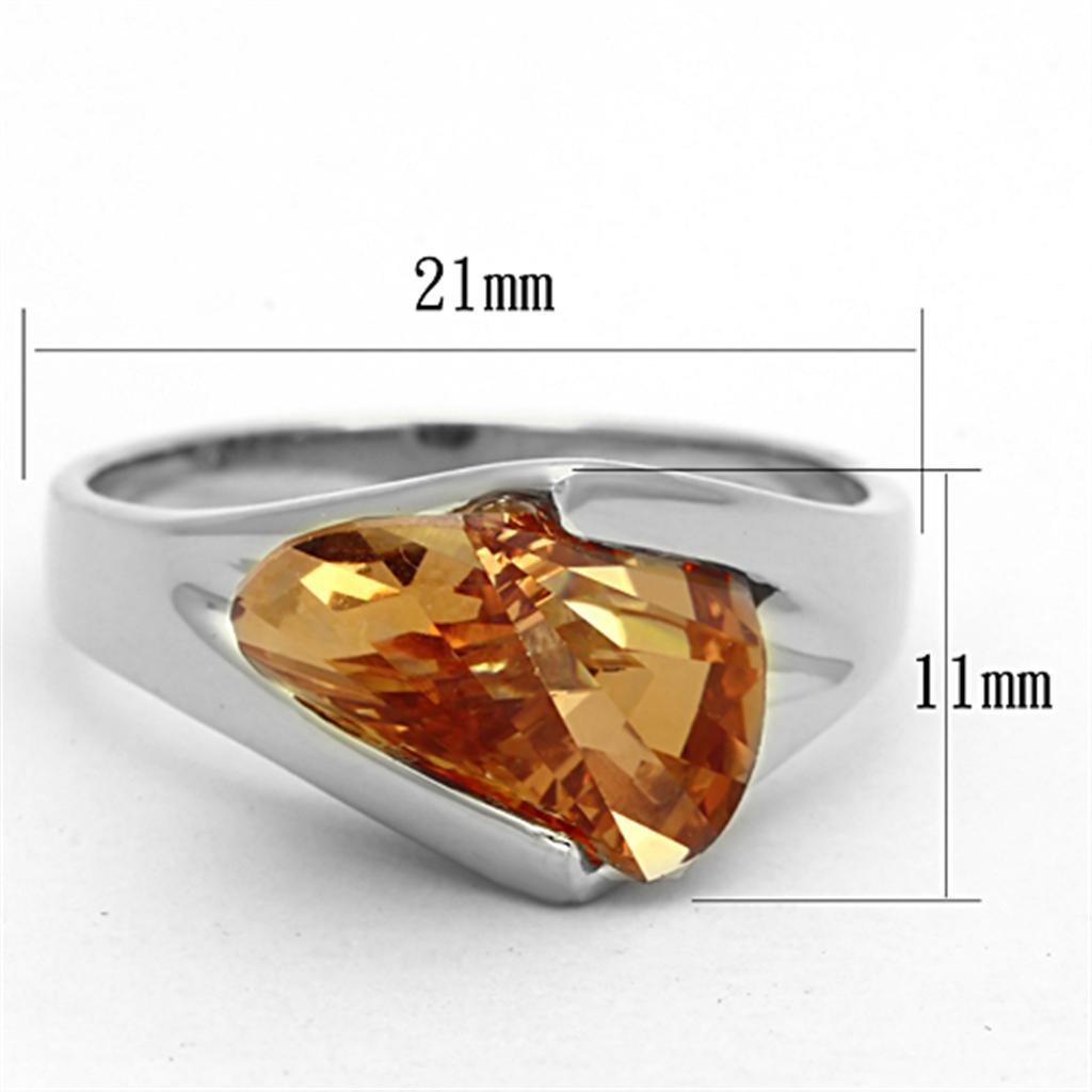 MALOS644 - Silver 925 Sterling Silver Ring with AAA Grade CZ  in Champagne