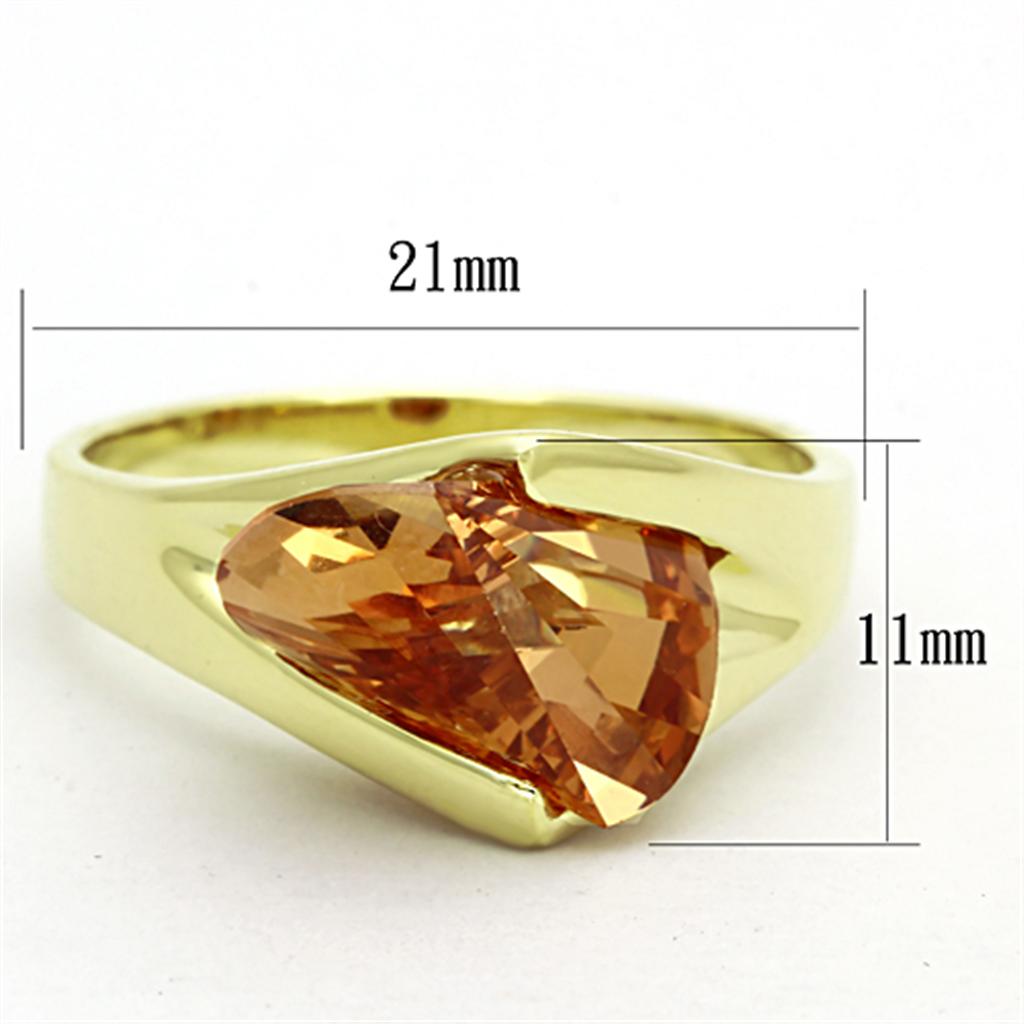 MALOS645 - Gold 925 Sterling Silver Ring with AAA Grade CZ  in Champagne