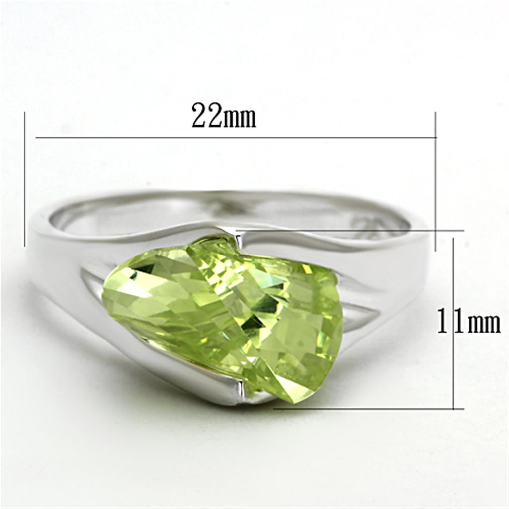 MALOS646 - Silver 925 Sterling Silver Ring with AAA Grade CZ  in Apple Green color