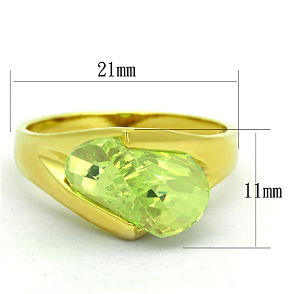 MALOS647 - Gold 925 Sterling Silver Ring with AAA Grade CZ  in Apple Green color