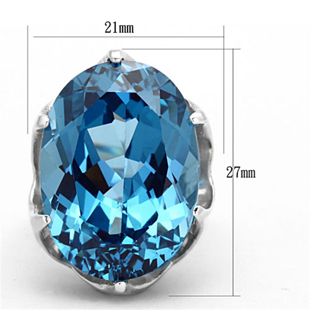 MALOS667 - Silver 925 Sterling Silver Ring with Synthetic Spinel in Sea Blue