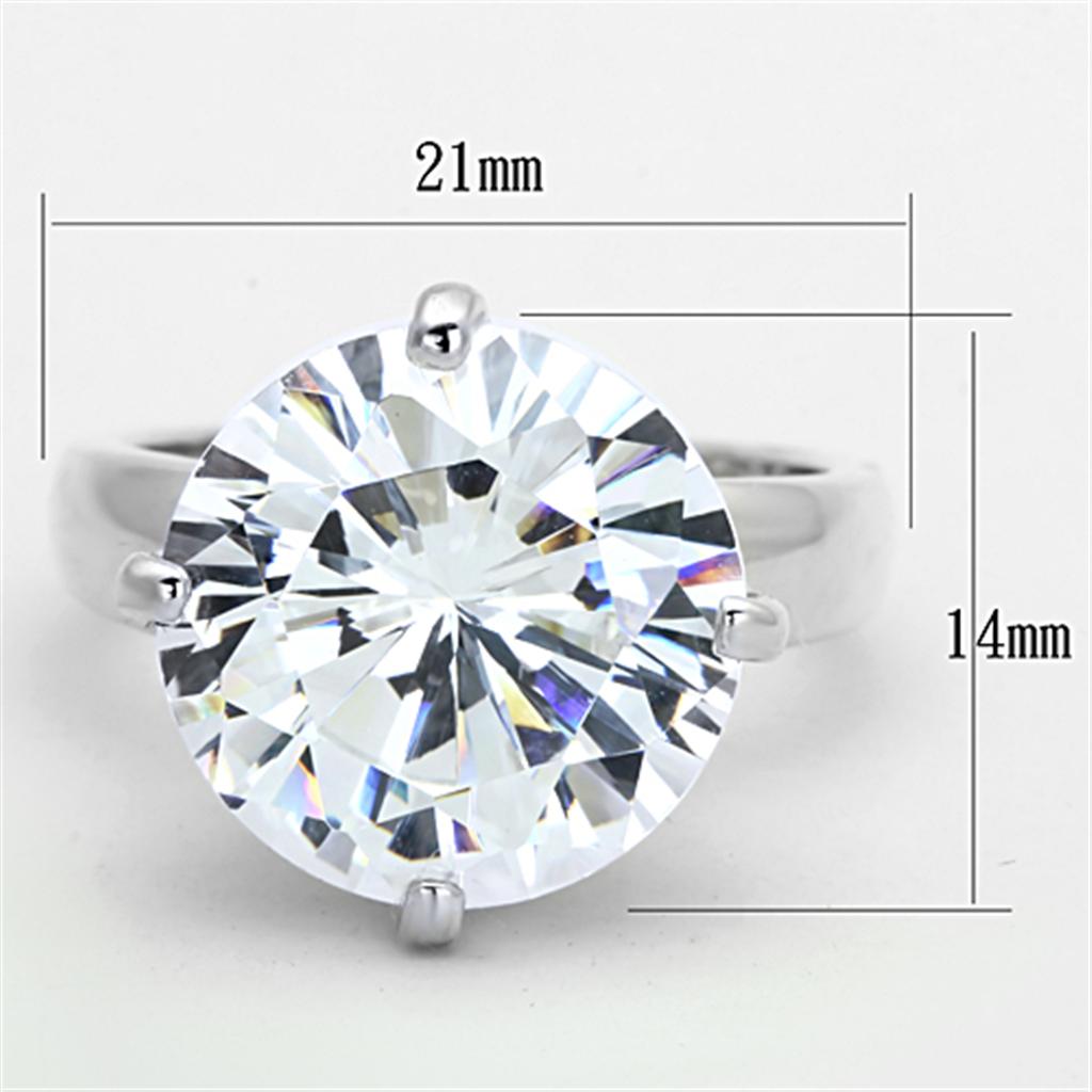 MALOS681 - Silver 925 Sterling Silver Ring with AAA Grade CZ  in Clear