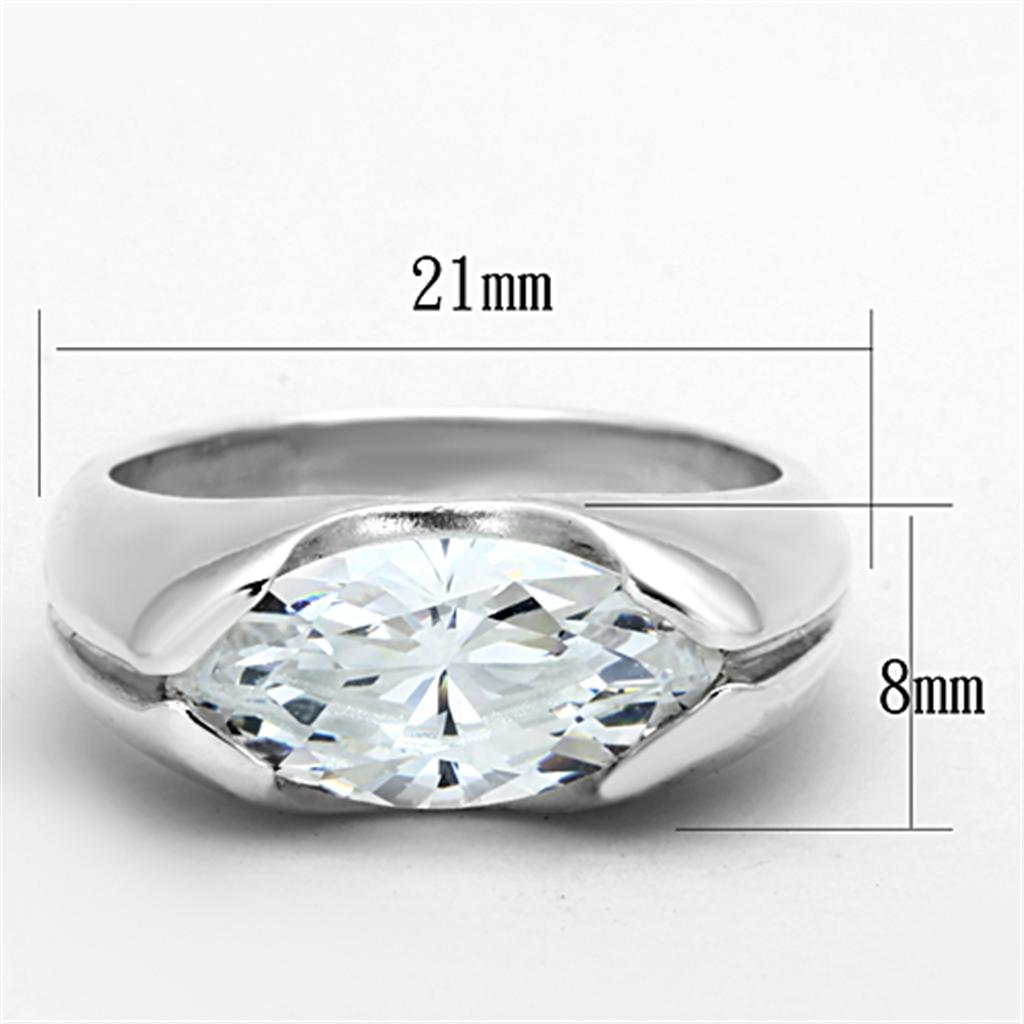 MALOS704 - Silver 925 Sterling Silver Ring with AAA Grade CZ  in Clear
