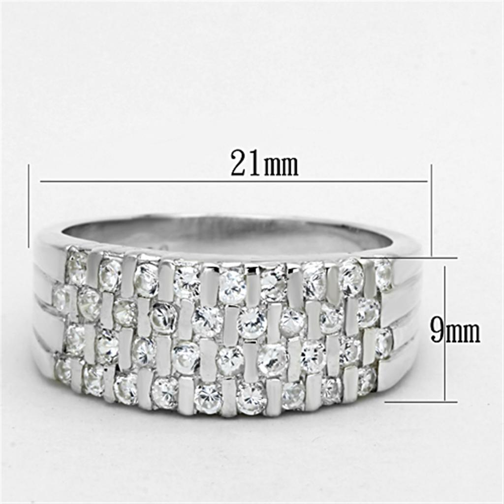 MALOS707 - Silver 925 Sterling Silver Ring with AAA Grade CZ  in Clear
