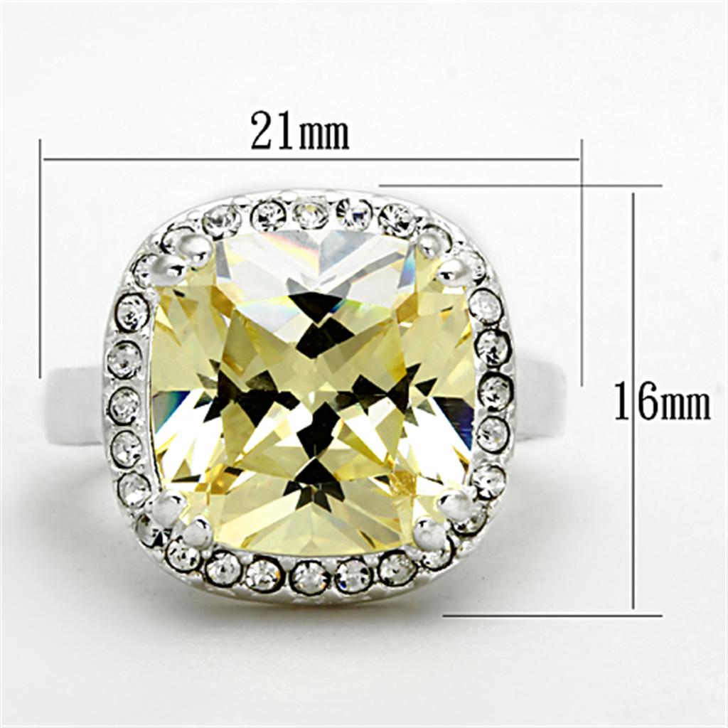 MALOS718 - Silver 925 Sterling Silver Ring with AAA Grade CZ  in Citrine Yellow