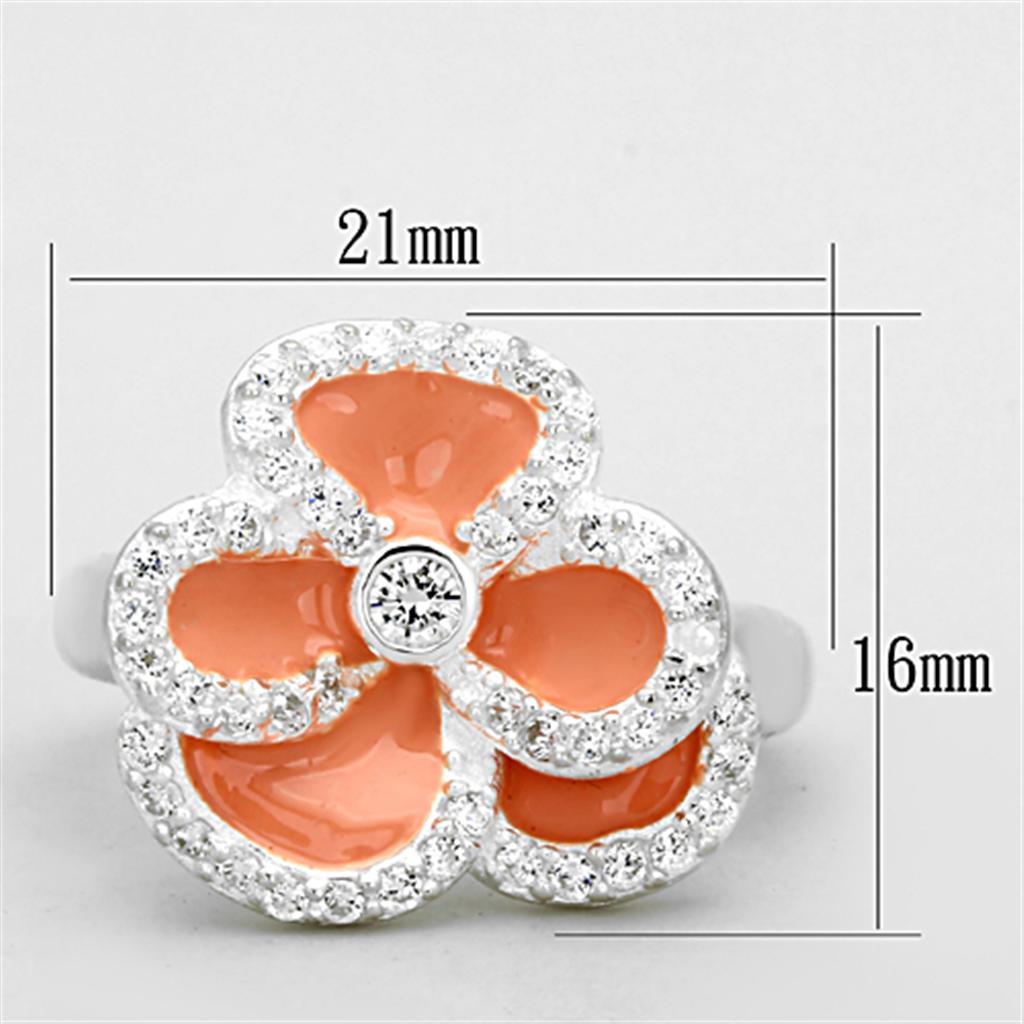 MALOS725 - Silver 925 Sterling Silver Ring with AAA Grade CZ  in Clear