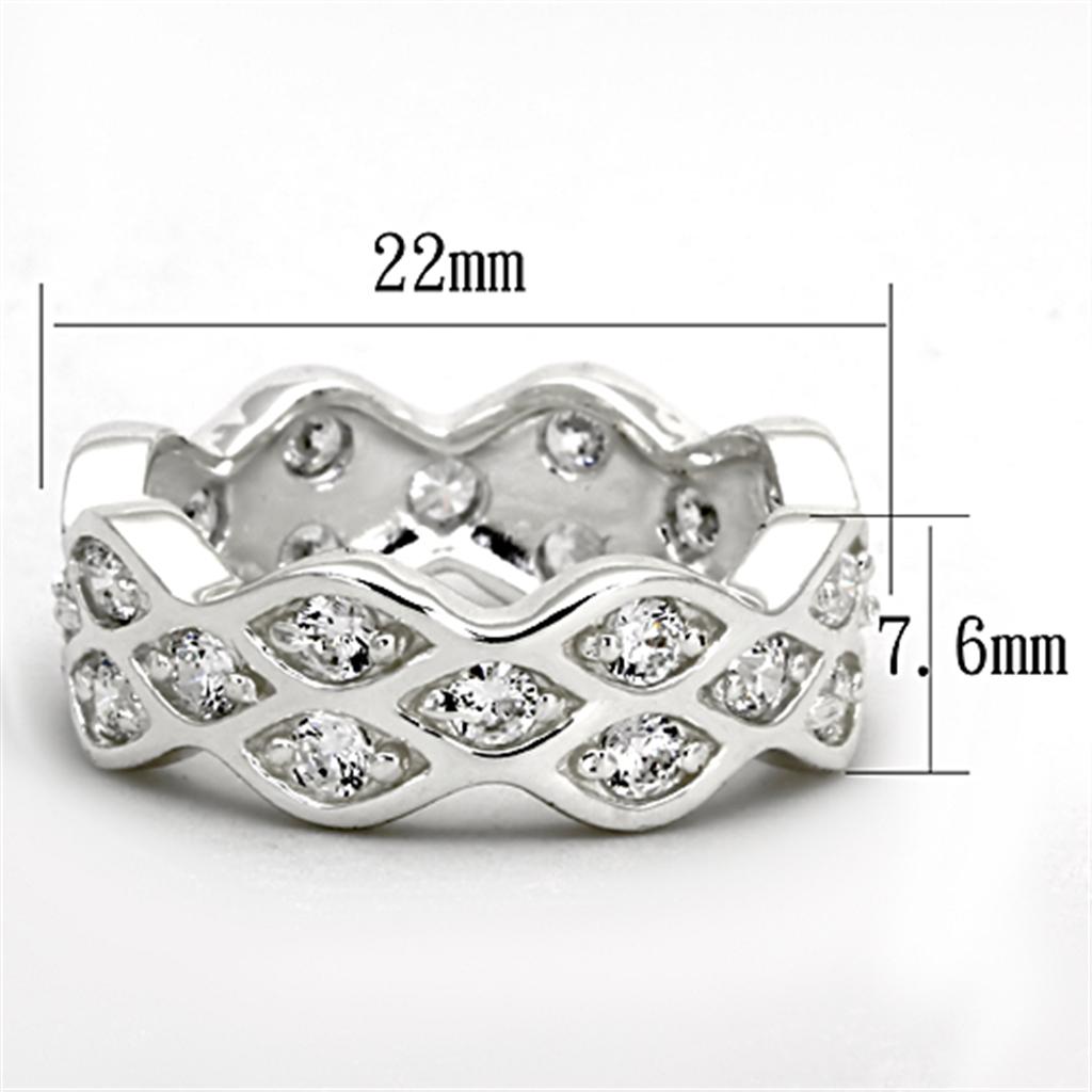 MALOS727 - Rhodium 925 Sterling Silver Ring with AAA Grade CZ  in Clear