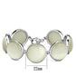 MALOS762 - High-Polished 925 Sterling Silver Bracelet with Synthetic Cat Eye in White
