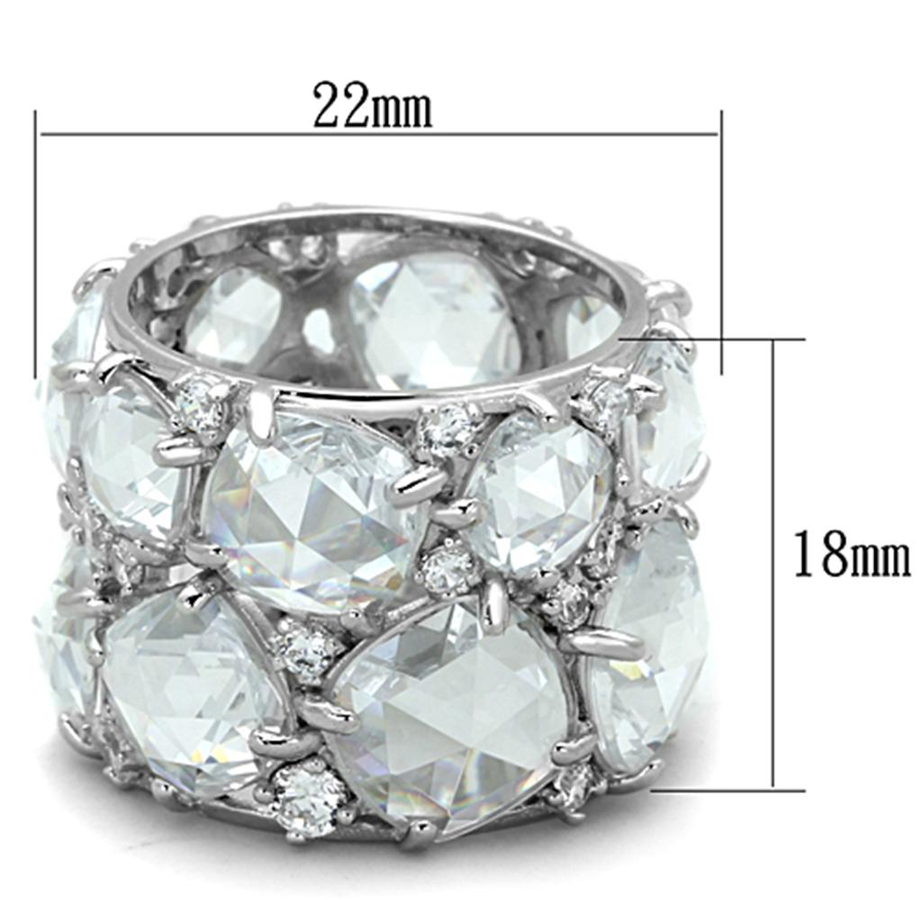 MALOS767 - Rhodium 925 Sterling Silver Ring with AAA Grade CZ  in Clear