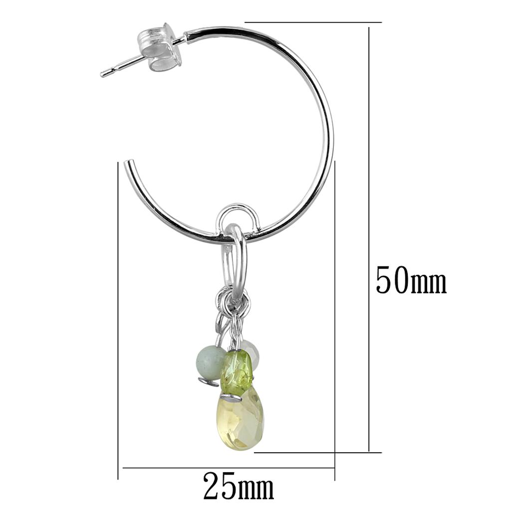 MALOS785 - Silver 925 Sterling Silver Earrings with Synthetic Glass Bead in Multi Color