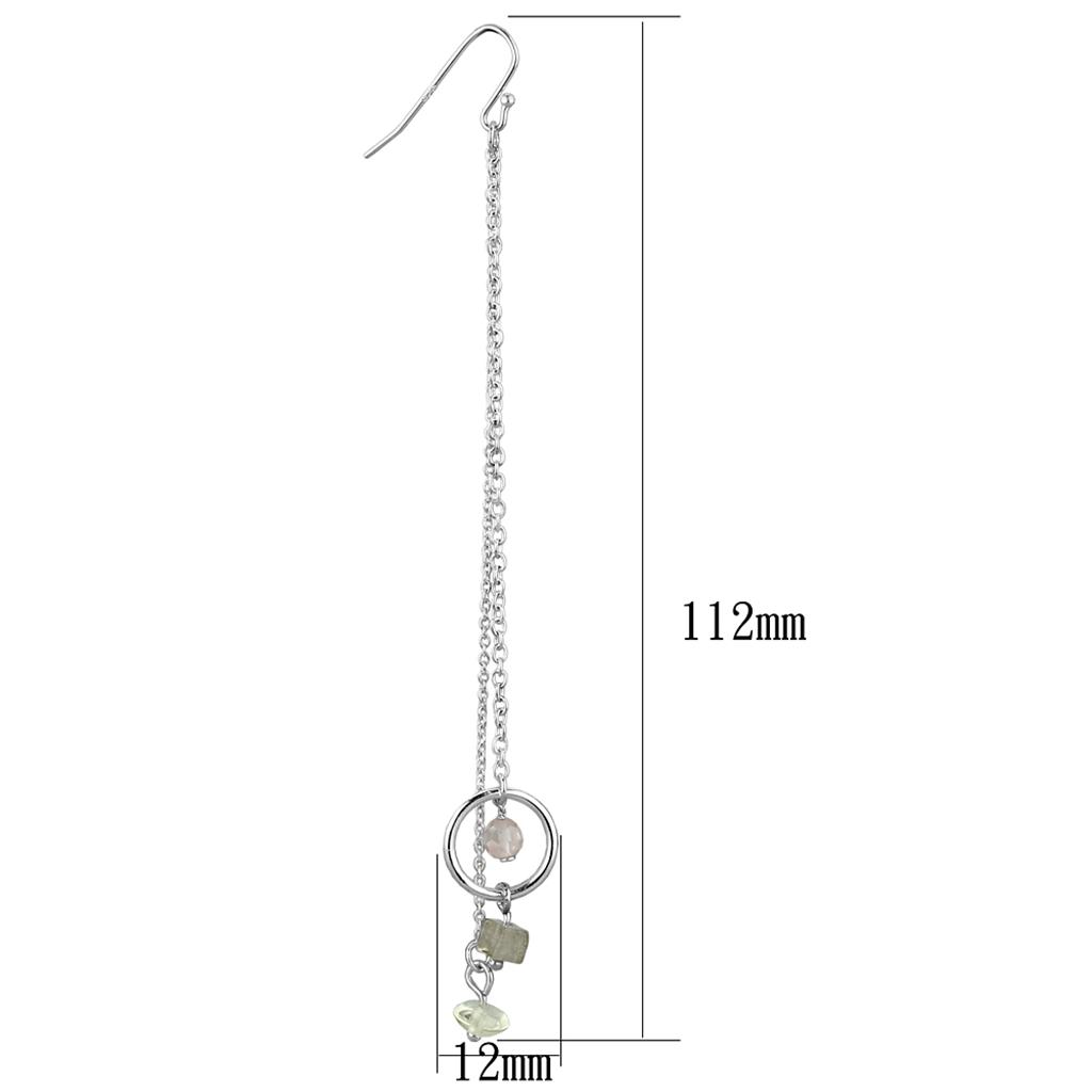 MALOS786 - Silver 925 Sterling Silver Earrings with Synthetic Glass Bead in Multi Color