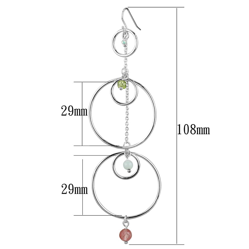 MALOS789 - Silver 925 Sterling Silver Earrings with Synthetic Jade in Multi Color