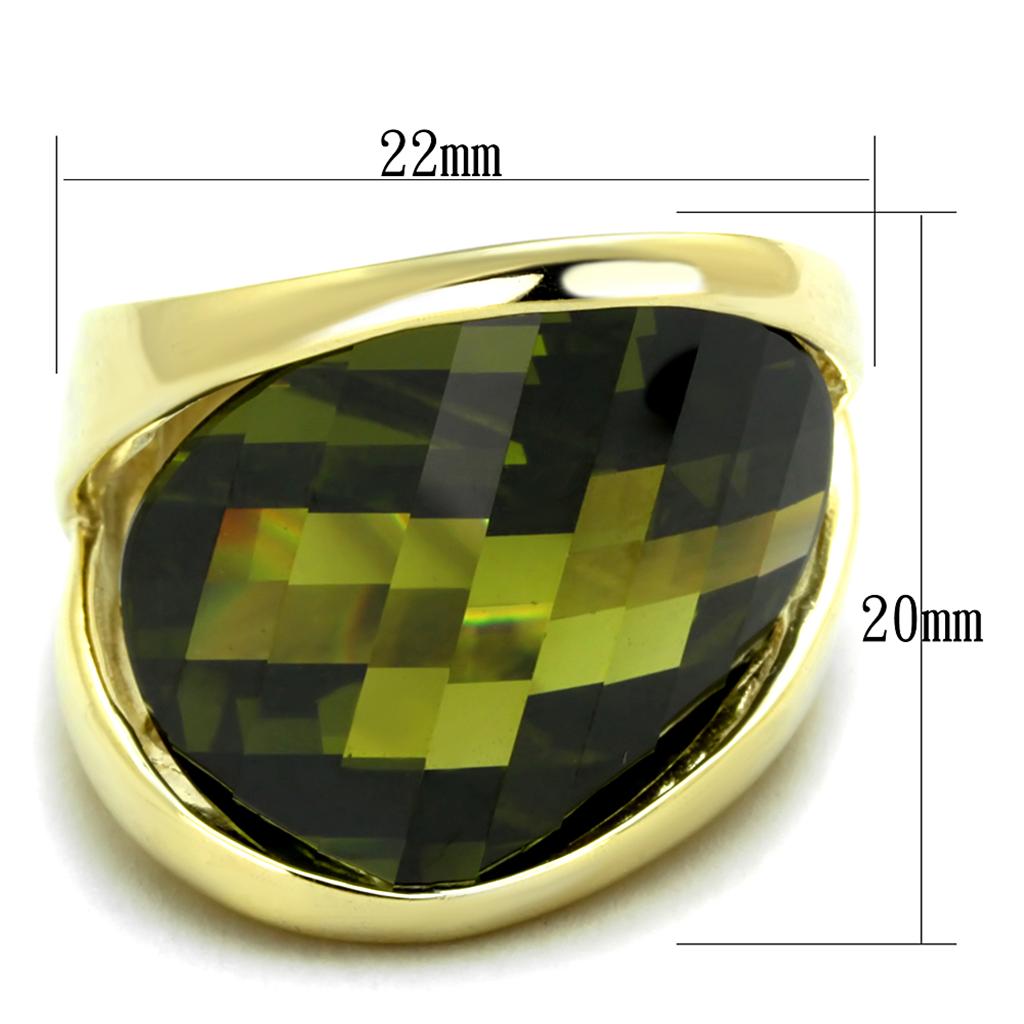 MALOS819 - Gold 925 Sterling Silver Ring with AAA Grade CZ  in Olivine color