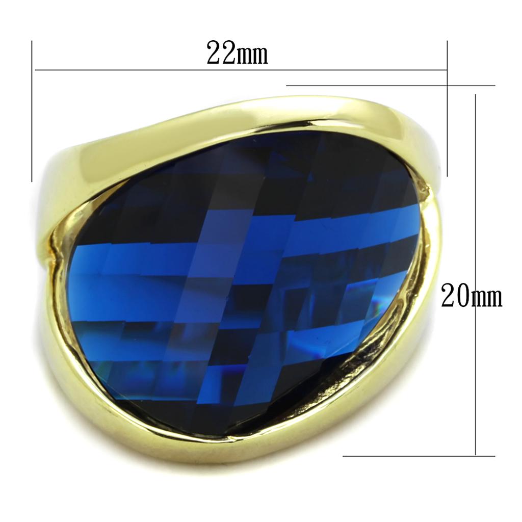 MALOS825 - Gold 925 Sterling Silver Ring with Synthetic Synthetic Glass in Montana