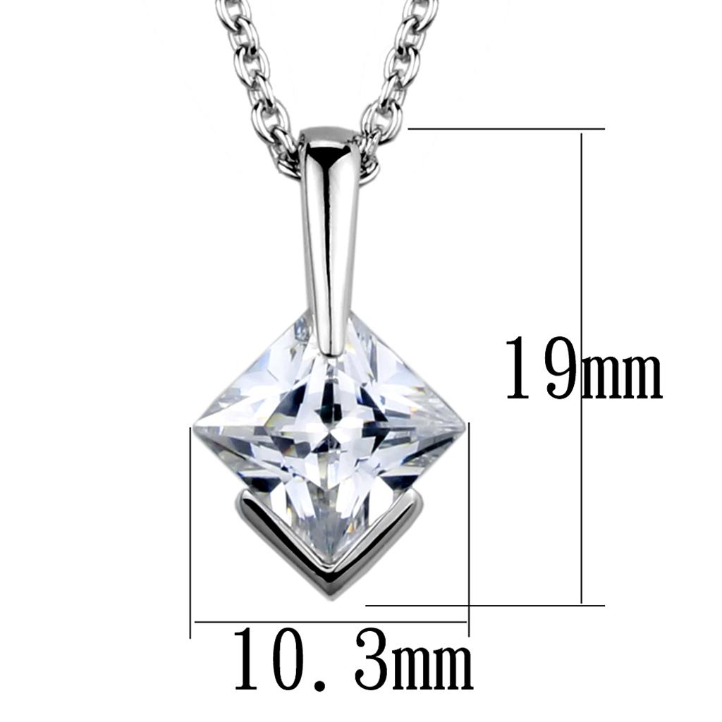 MALOS849 - Rhodium 925 Sterling Silver Necklace with AAA Grade CZ  in Clear