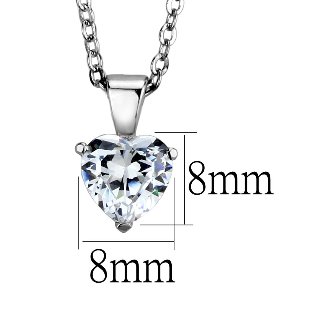 MALOS888 - Rhodium 925 Sterling Silver Chain Pendant with AAA Grade CZ  in Clear