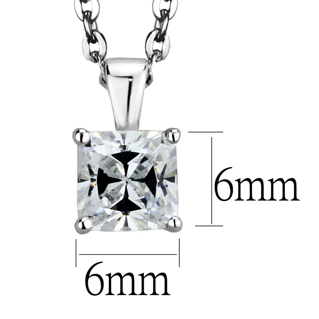 MALOS893 - Rhodium 925 Sterling Silver Chain Pendant with AAA Grade CZ  in Clear