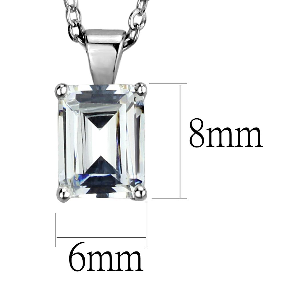 MALOS897 - Rhodium 925 Sterling Silver Chain Pendant with AAA Grade CZ  in Clear