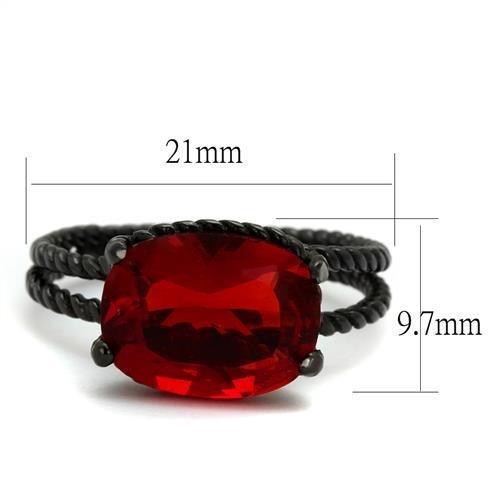 MATK030J - IP Black(Ion Plating) Stainless Steel Ring with Synthetic Synthetic Glass in Siam