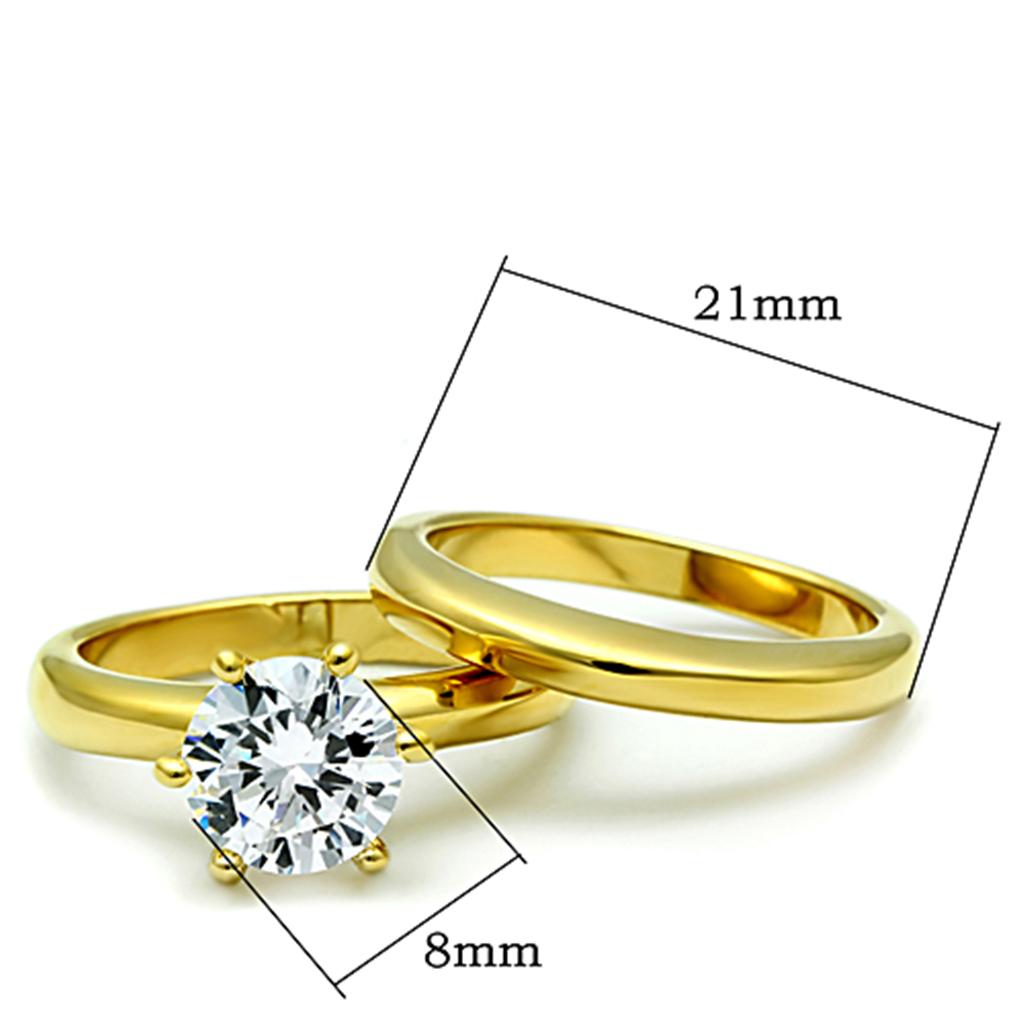 MATK097G - IP Gold(Ion Plating) Stainless Steel Ring with AAA Grade CZ  in Clear