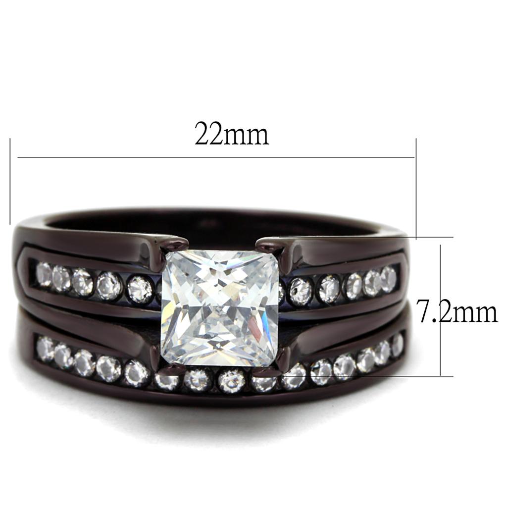 MATK0W383DC - IP Dark Brown (IP coffee) Stainless Steel Ring with AAA Grade CZ  in Clear