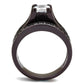 MATK0W383DC - IP Dark Brown (IP coffee) Stainless Steel Ring with AAA Grade CZ  in Clear