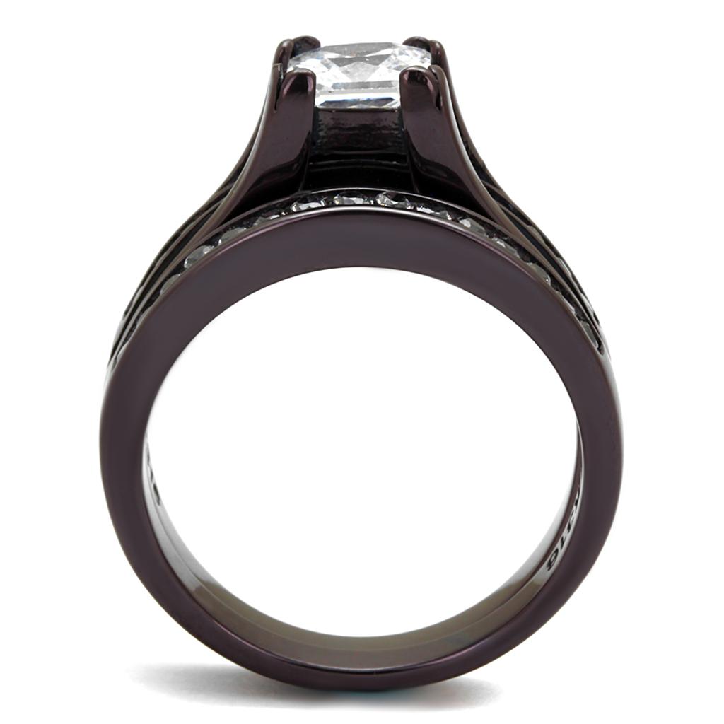 MATK0W383DC - IP Dark Brown (IP coffee) Stainless Steel Ring with AAA Grade CZ  in Clear