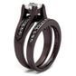 MATK0W383DC - IP Dark Brown (IP coffee) Stainless Steel Ring with AAA Grade CZ  in Clear
