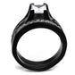 MATK0W383J - Two-Tone IP Black Stainless Steel Ring with AAA Grade CZ  in Clear