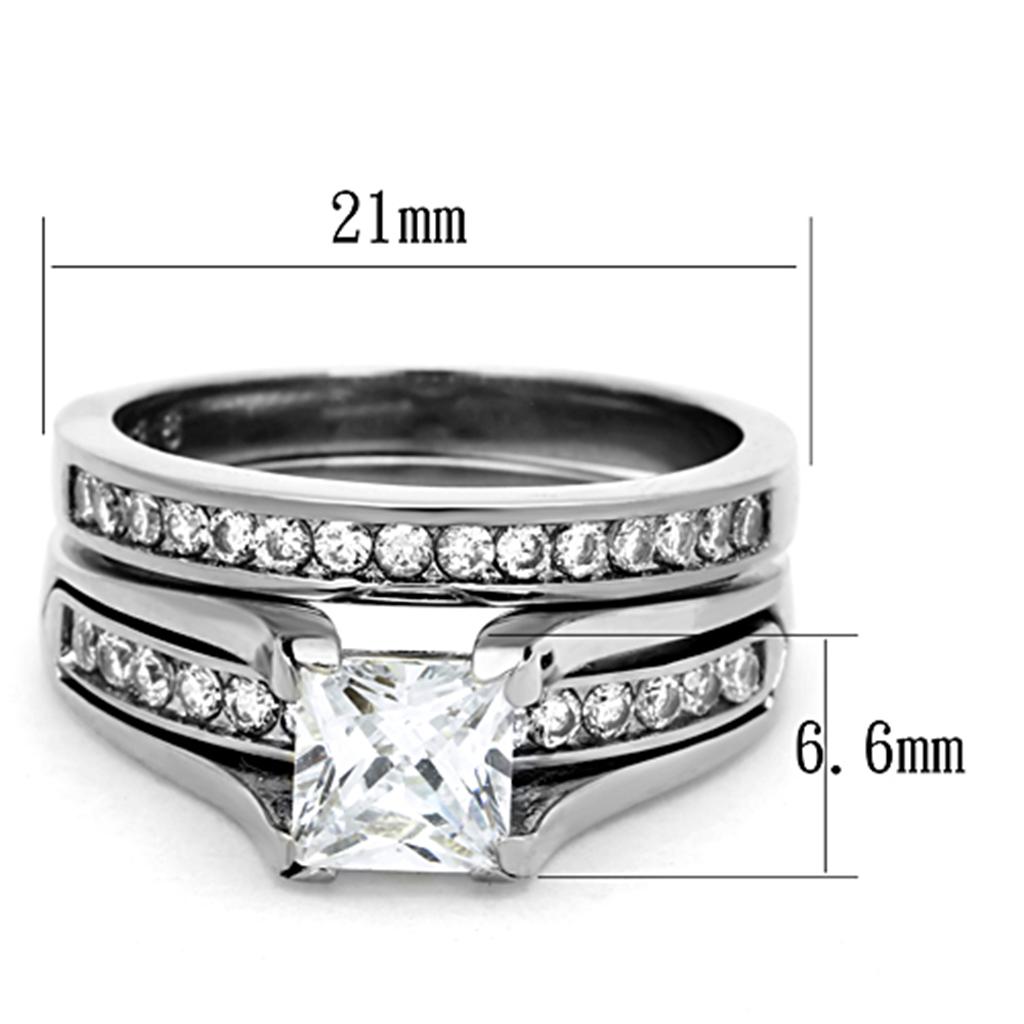 MATK0W383 - High polished (no plating) Stainless Steel Ring with AAA Grade CZ  in Clear