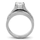 MATK0W383 - High polished (no plating) Stainless Steel Ring with AAA Grade CZ  in Clear