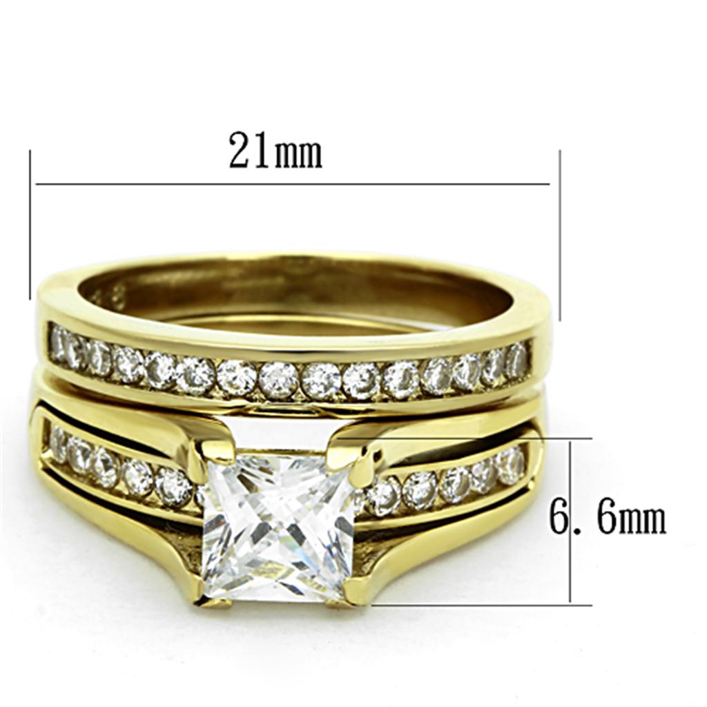 MATK0W384 - IP Gold(Ion Plating) Stainless Steel Ring with AAA Grade CZ  in Clear
