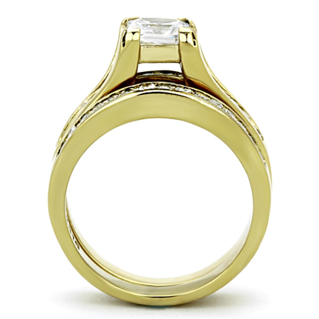 MATK0W384 - IP Gold(Ion Plating) Stainless Steel Ring with AAA Grade CZ  in Clear