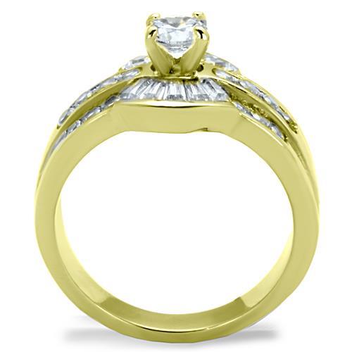 MATK10528G - IP Gold(Ion Plating) Stainless Steel Ring with AAA Grade CZ  in Clear