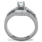 MATK10528 - High polished (no plating) Stainless Steel Ring with AAA Grade CZ  in Clear