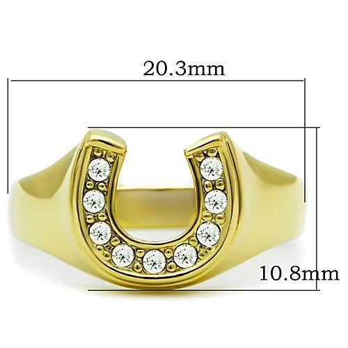 MATK10616G - IP Gold(Ion Plating) Stainless Steel Ring with Top Grade Crystal  in Clear