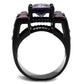 MATK1072J - IP Black(Ion Plating) Stainless Steel Ring with AAA Grade CZ  in Amethyst