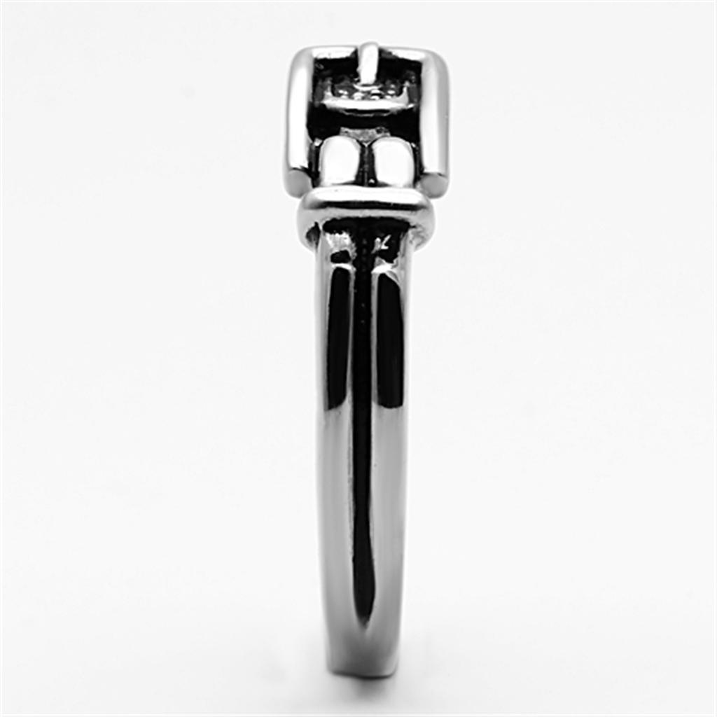 MATK1079 - High polished (no plating) Stainless Steel Ring with Top Grade Crystal  in Smoked Quartz