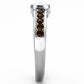 MATK1079 - High polished (no plating) Stainless Steel Ring with Top Grade Crystal  in Smoked Quartz
