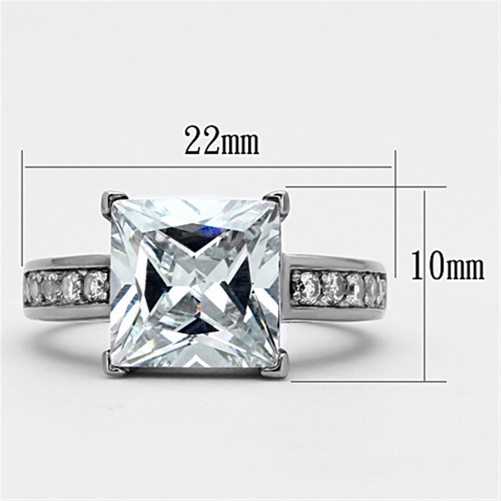 MATK1081 - High polished (no plating) Stainless Steel Ring with AAA Grade CZ  in Clear