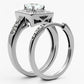 MATK1088 - High polished (no plating) Stainless Steel Ring with AAA Grade CZ  in Clear
