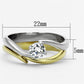 MATK1092 - Two-Tone IP Gold (Ion Plating) Stainless Steel Ring with AAA Grade CZ  in Clear